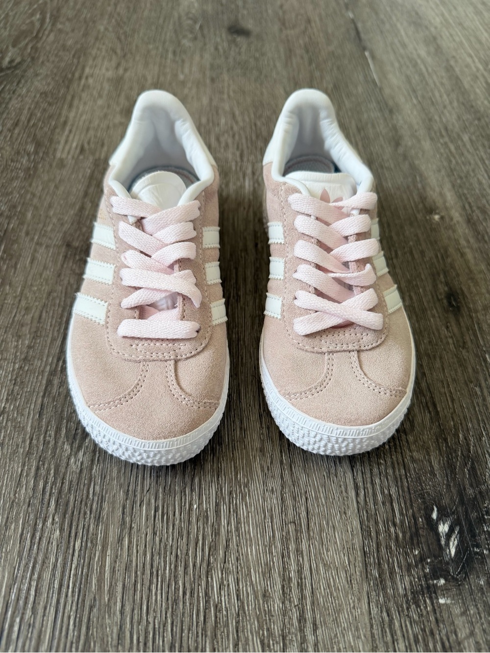 adidas Kids Pink and White Suede Sneakers - Picture 2 of 6